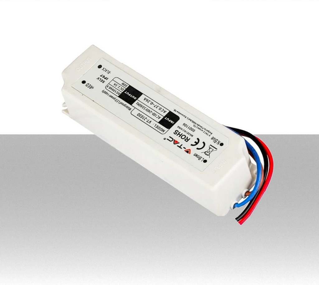 Alimentatore in Plastica 30W 12V Colore Bianco IP67