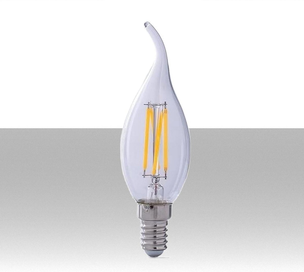 Lampadina LED E14 4W Candela a Fiamma Filamento Incrociato 2700K