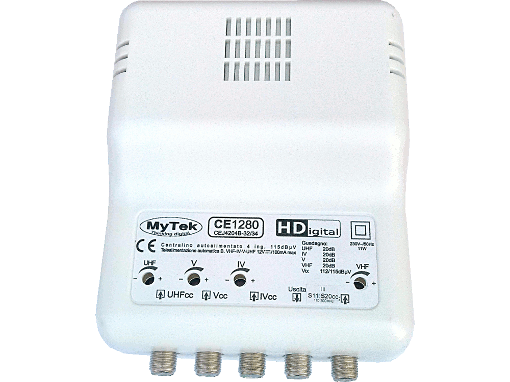 Centralino 4 ing III  -  21:32  -  34:69  -  21:69 20dB 4 Reg. 121dBuV@35dBc - Telealimentazione automatica