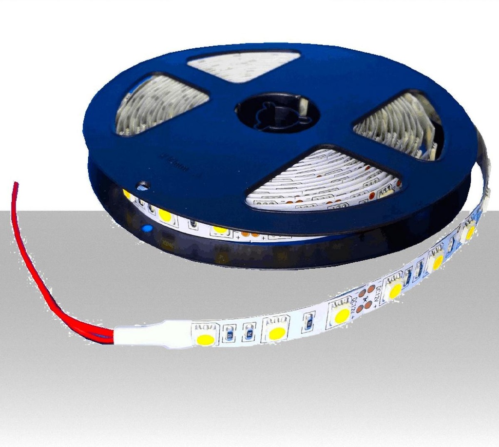 Strip LED 6000K - 5050 - 24V 14.4W/m - IP20 - 60LED/m - 18 Lumen/LED - Adesivo 3M - Bianco Puro