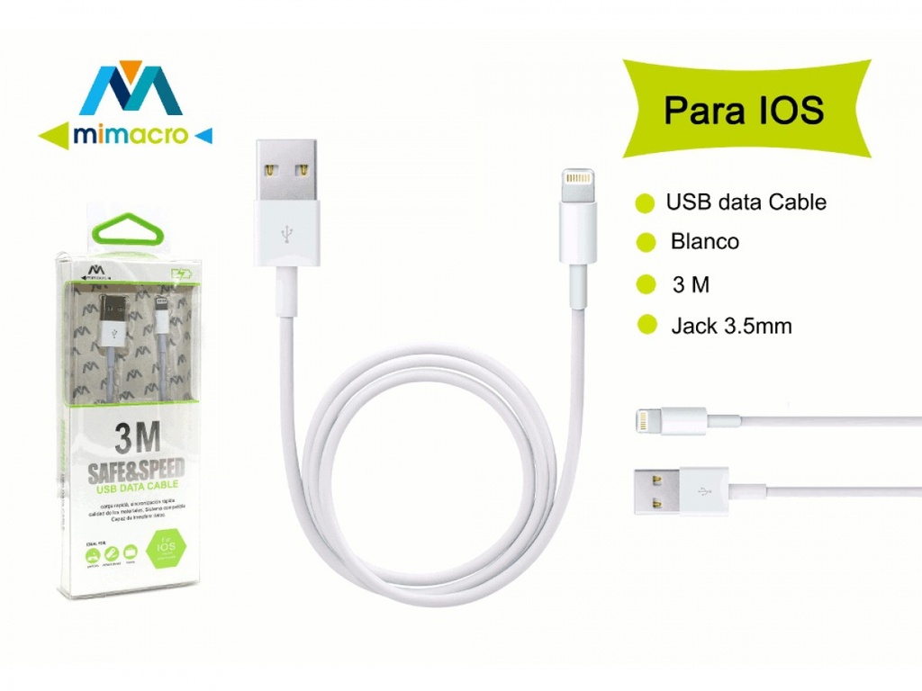 Cavo USB-iOS 3 Metri - Alta Potenza di Ricarica