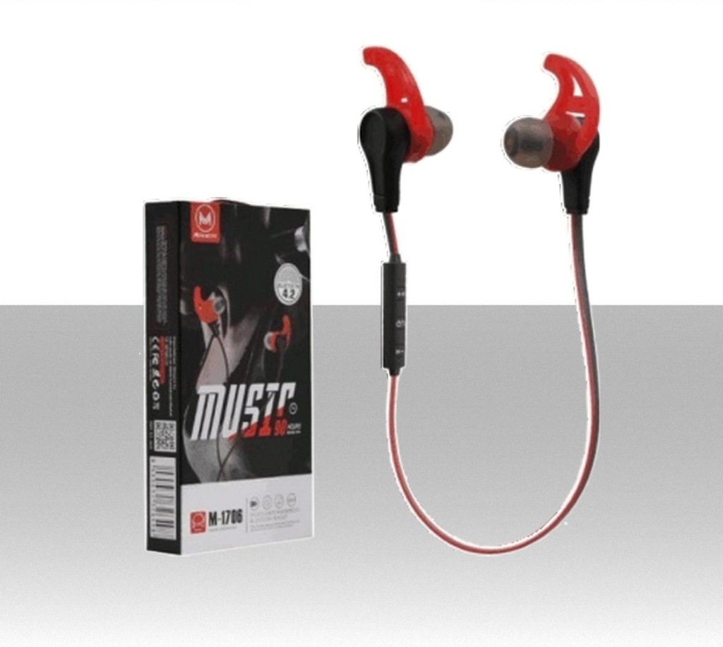 Auricolari Stereo Bluetooth Sport Rosso: Microfono Incluso