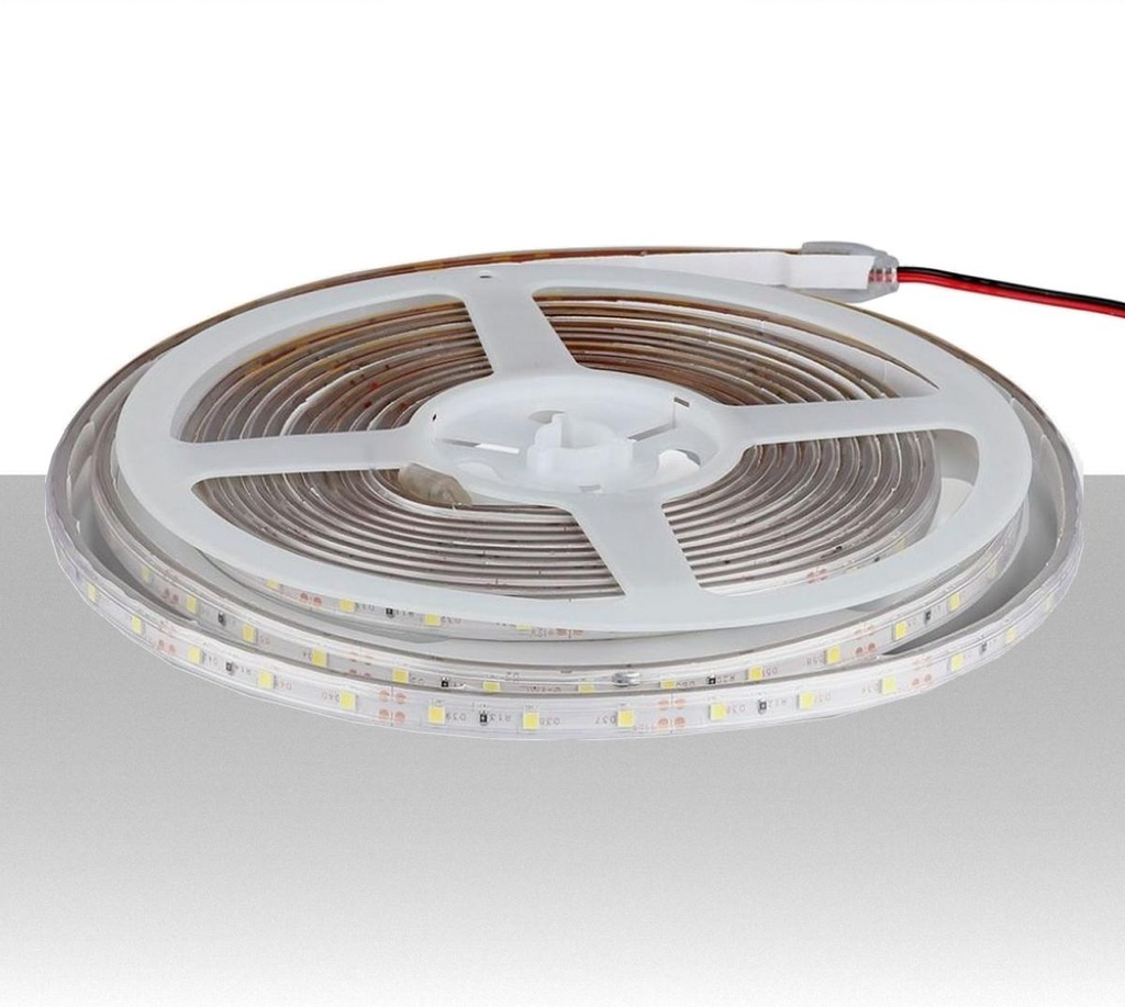 Strip LED 12V 3000K 300 lumen/metro SMD3528 3,6W/m 60 LED/m IP65 8mm - Rolla da 5 metri