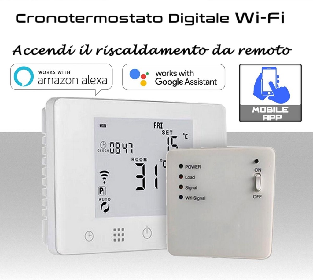 Cronotermostato digitale wi-fi con ricevitore RF controllo da remoto wireless Homcloud