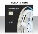 Strip LED 12V 3000K 2000lumen/metro SMD2835 20W/m 240 LED/m IP20 10mm - Rolla da 5 metri