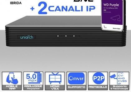 DVR videosorveglianza a 4 canali con risoluzione 4MP e 2 IP - Completo di Hard Disk