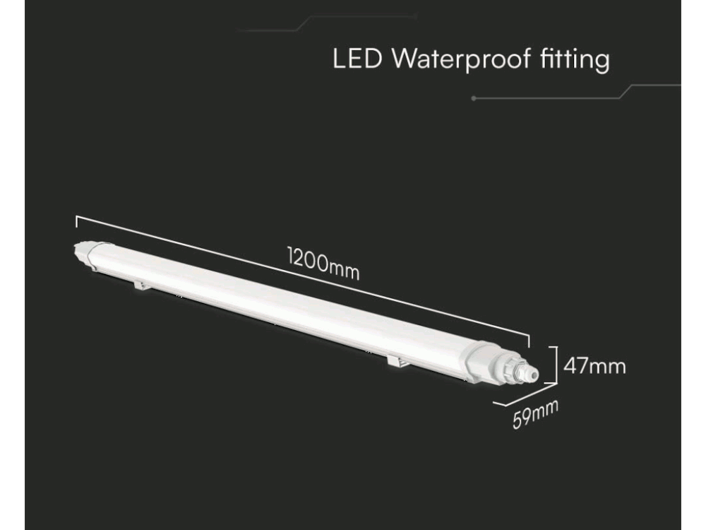 LED Waterproof Lamp L-SERIES 1200mm 36W 4000K Linkable - LUMEN: 3900