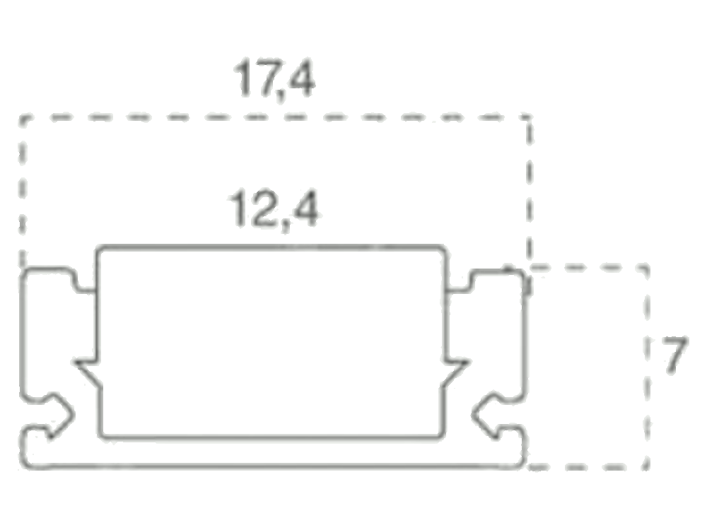 Profilo in Alluminio per Strip LED (Max l: 12,4mm) Copertura Satinata 2000 x 17,4 x 7mm