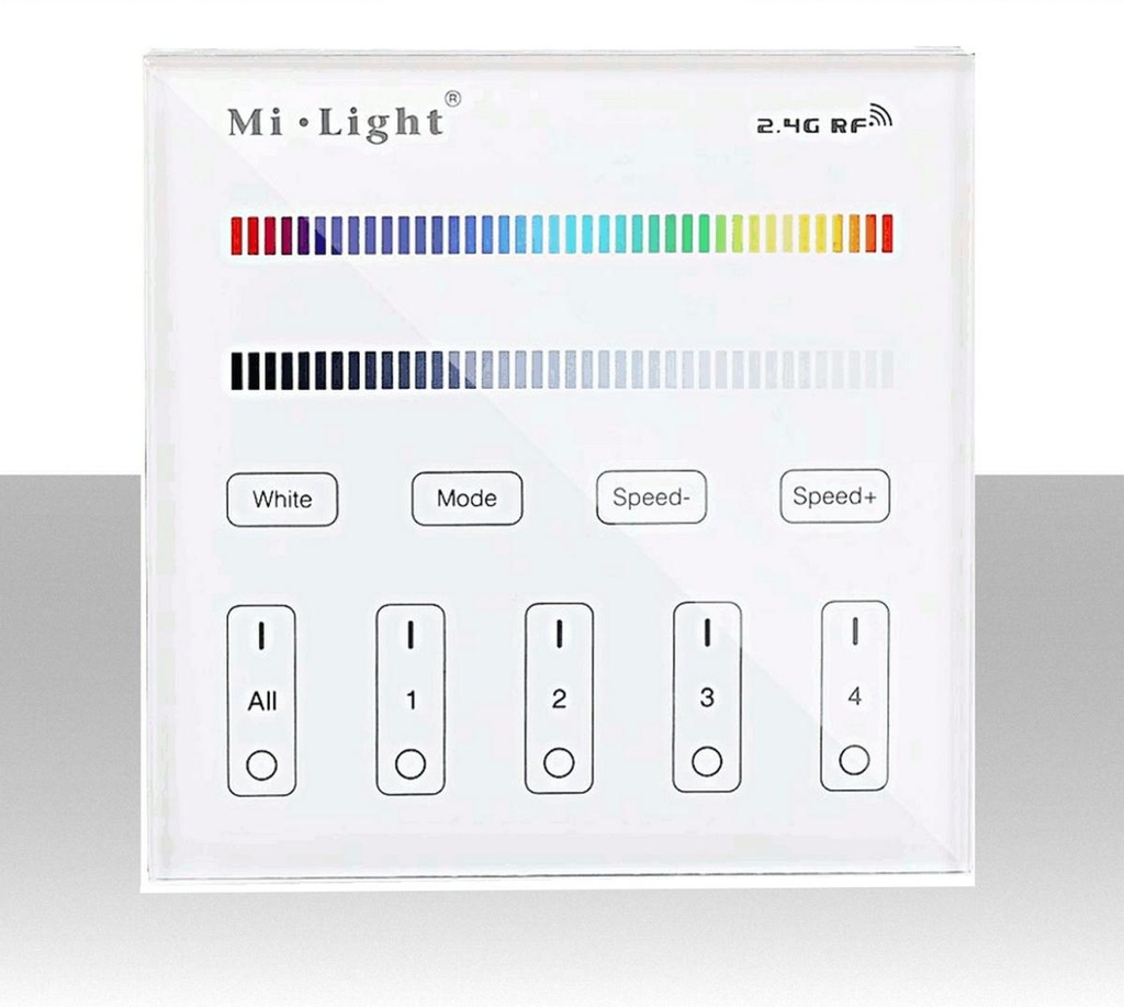 Pannello TOUCH di controllo a parete per 4 zone Mi-Light - Alimentazione a batteria