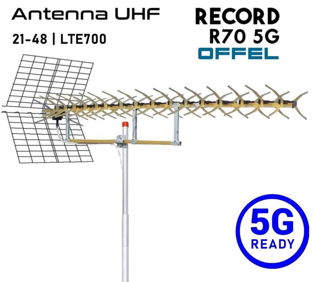 Antenna UHF OFFEL Record 71 elementi direttiva in alluminio 5G Ready