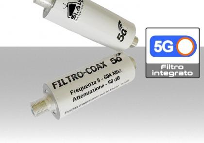 Filtro 5G per antenna TV schermato antidisturbo banda LTE canale 21-48 ad innesto rapido