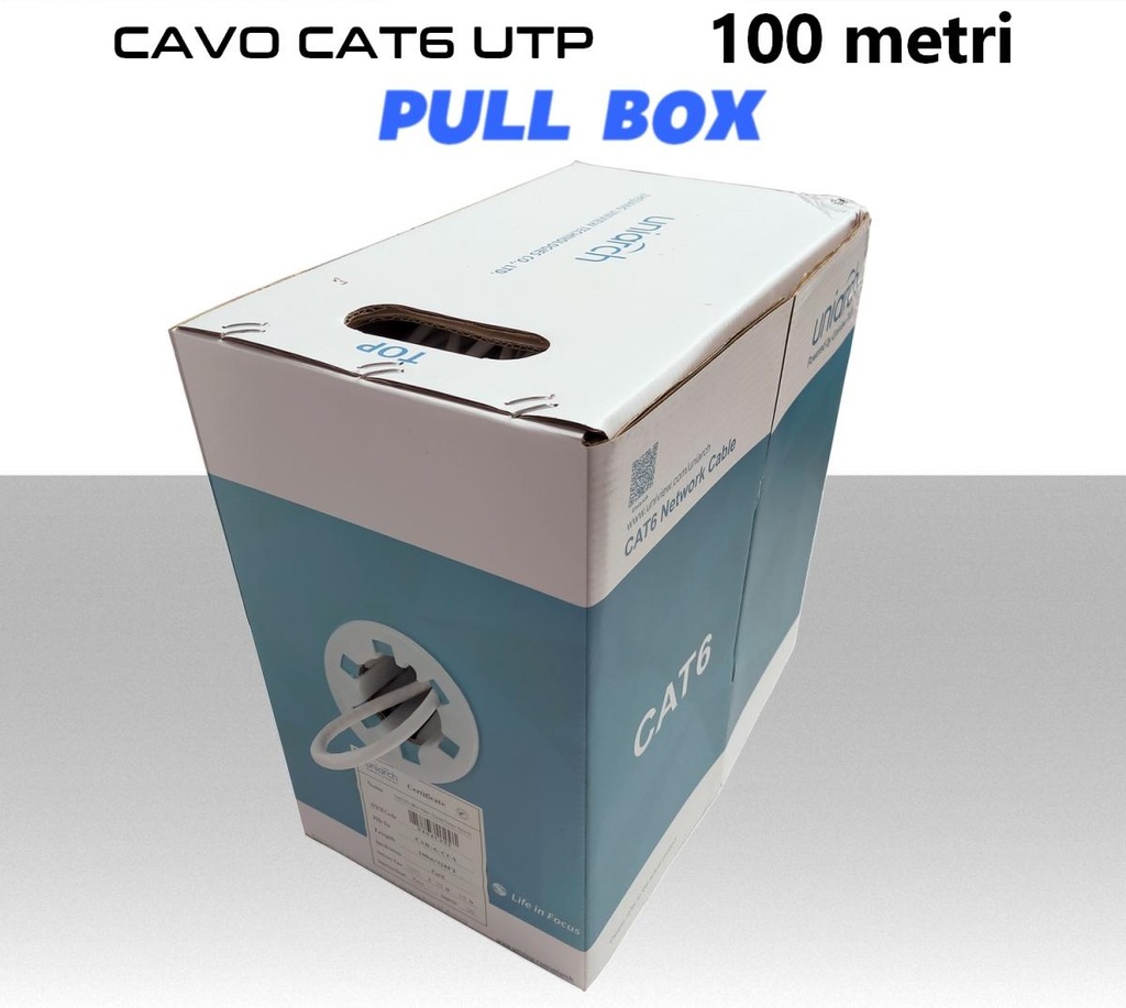 Cavo Ethernet LAN CAT.6 UTP 100 metri in matassa pull box