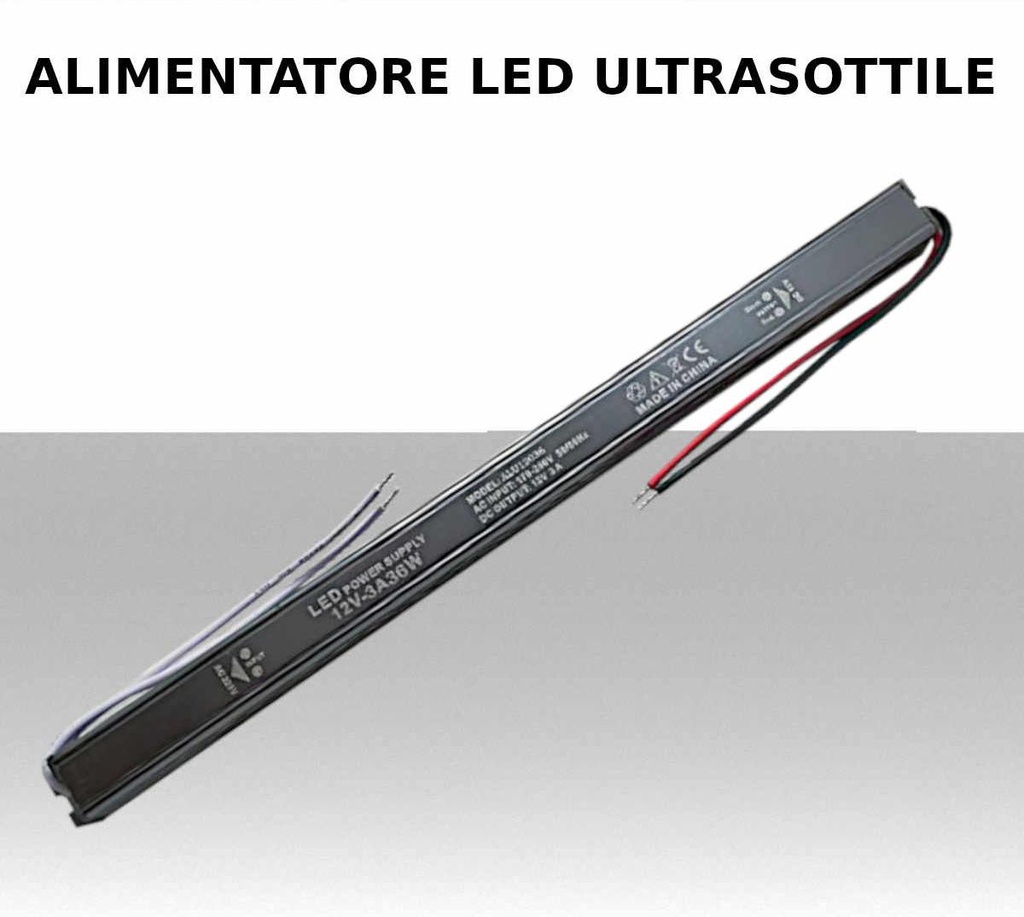 Alimentatore LED 12V 36W IP20 ultrasottile