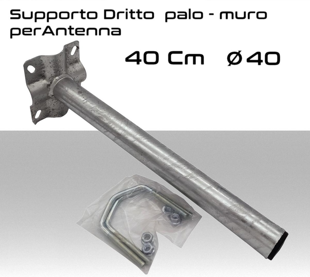 Supporto staffa dritta verticale fissaggio a muro ringhiera per antenne con coppia collari