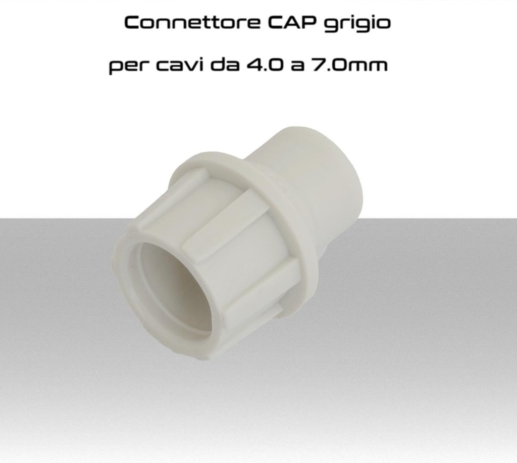 Connettore CaP grigio per cavi da 4 a 7mm  conf. 100pz.