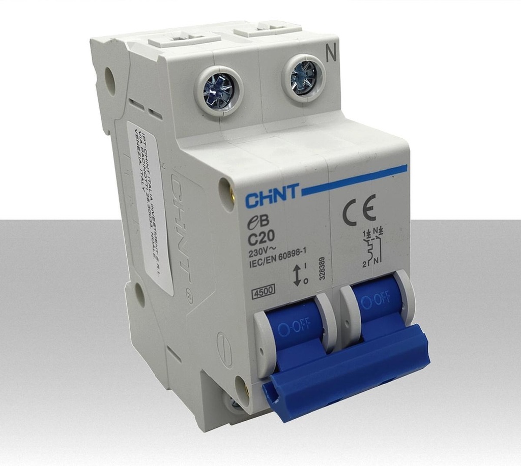 Interruttore magnetotermico 20A due moduli CHINT 