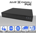 NVR Videosorveglianza POE 8 Canali 4K supporto ONVIF IP