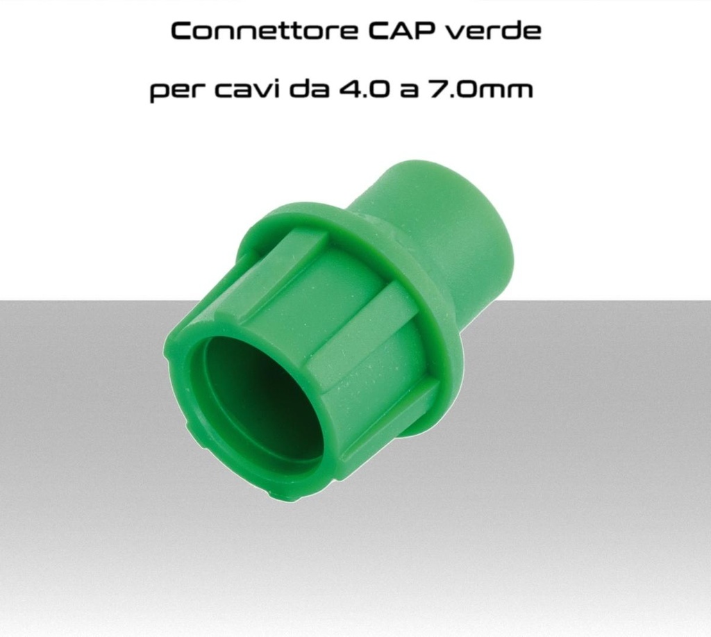 Connettore CaP verde  per cavi da 4 a 7mm   conf. 100pz.