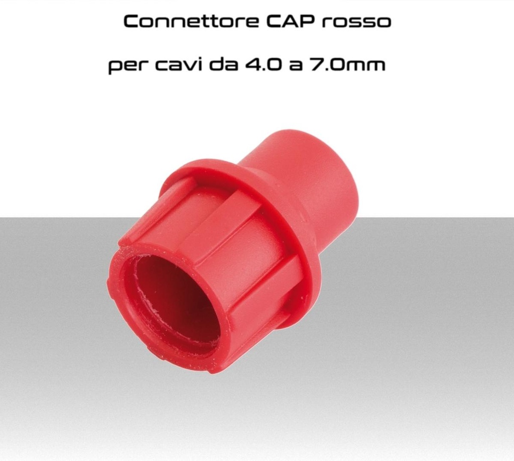 Connettore CaP rosso  per cavi da 4 a 7mm  conf. 100pz.
