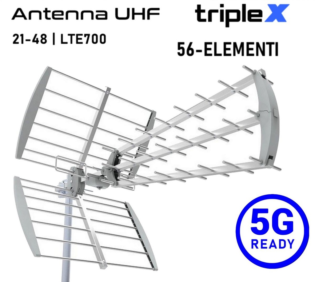 Antenna TV UHF 56 Elementi Triline Silver: 5G Ready