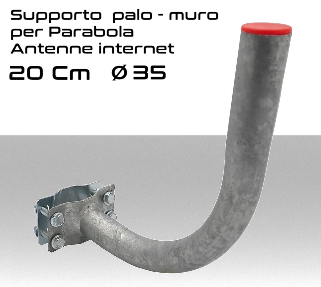 Staffa Supporto antenne WI-FI curva 90° gradi cm 20 con piastra collare