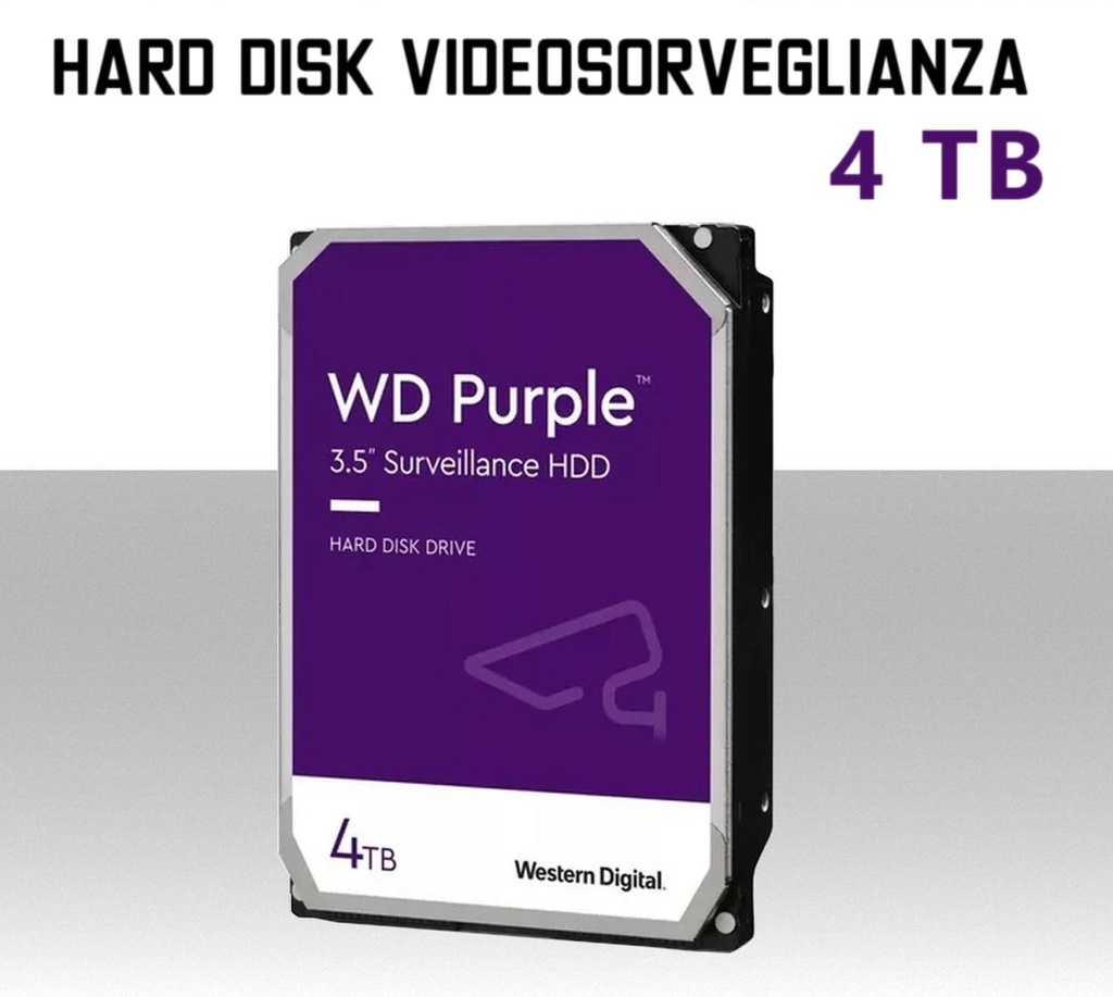 Hard Disk per videosorveglianza 4TB 3,5 pollici sata Western Digital Purple