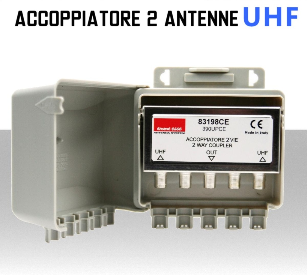 Accoppiatore antenna TV  2 ingressi banda UHF Emme esse