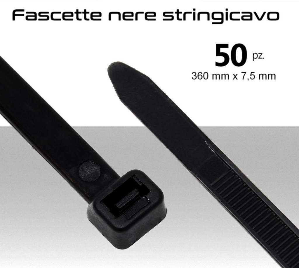  Fascette stringicavo nere multiuso 360x7,5mm pz.50