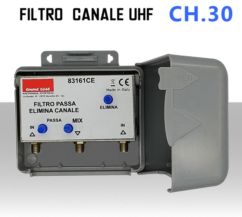 Miscelatore Filtro passa elimina canale UHF CH 30 da palo emme esse 83161CE