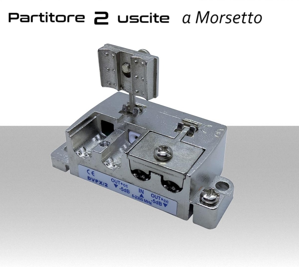 Partitore tv 2 uscite a morsetto per segnali SAT/DTT 