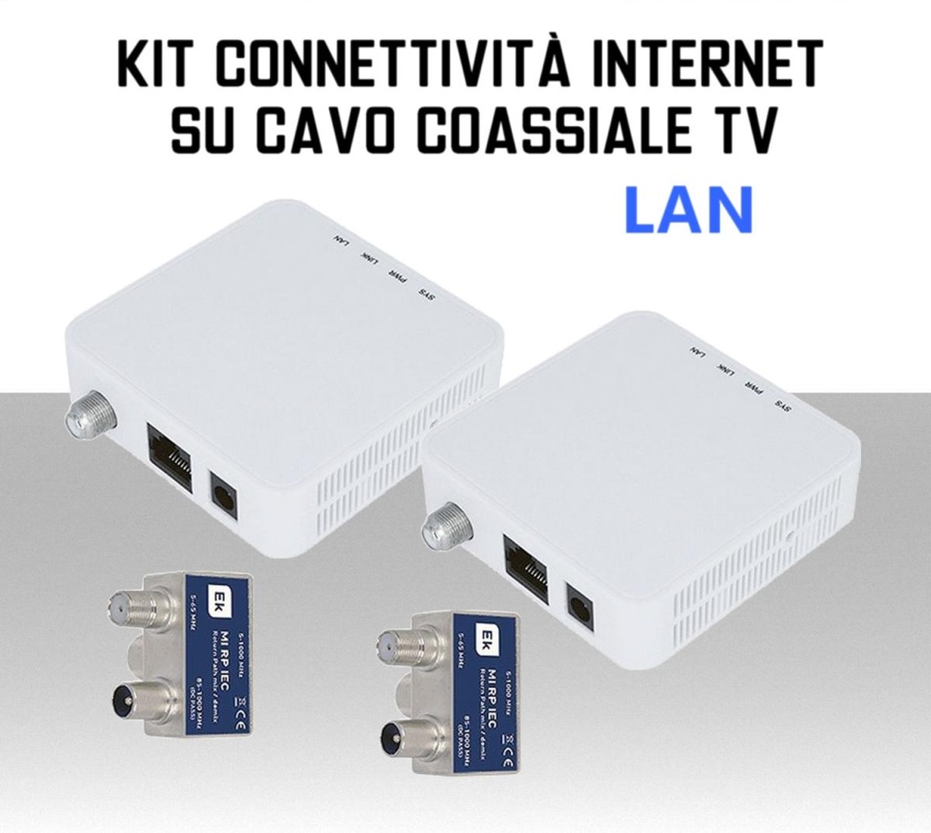 Estensore di segnale internet su cavo antenna coassiale TV Ekoax LAN