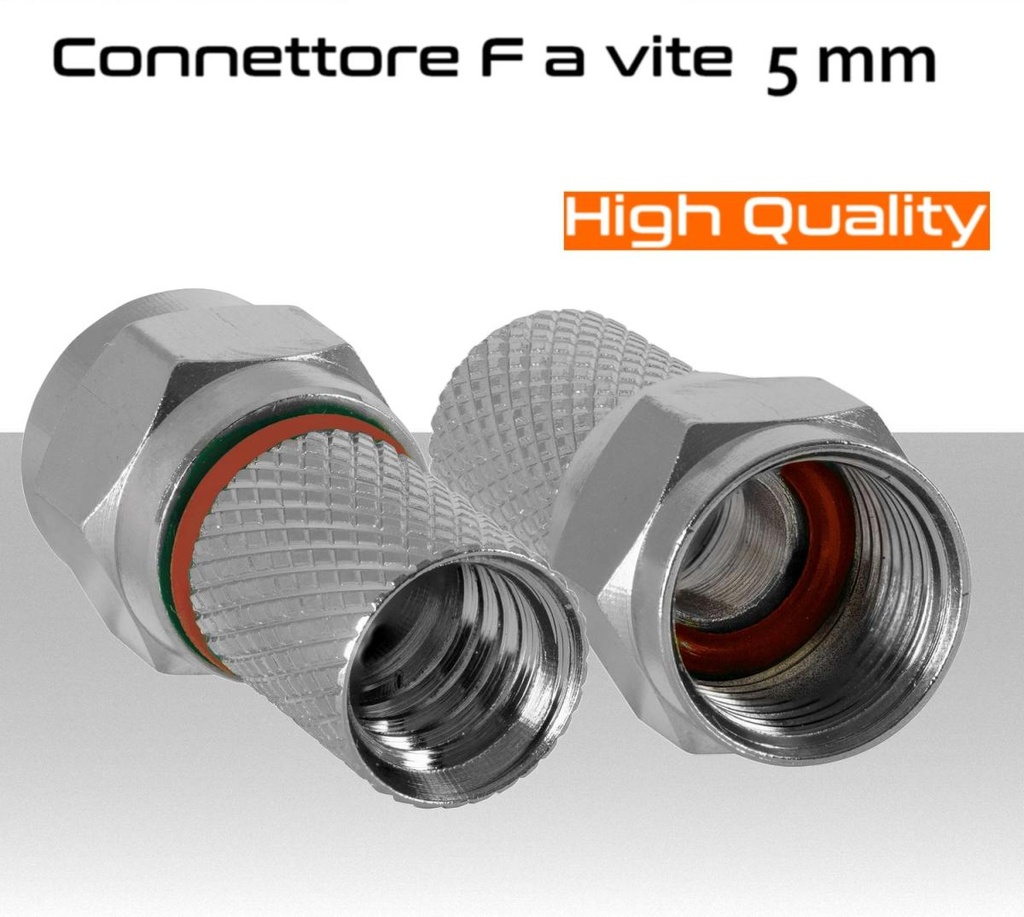 Connettore F per cavo antenna TV da 5 mm a vite con O-Ring