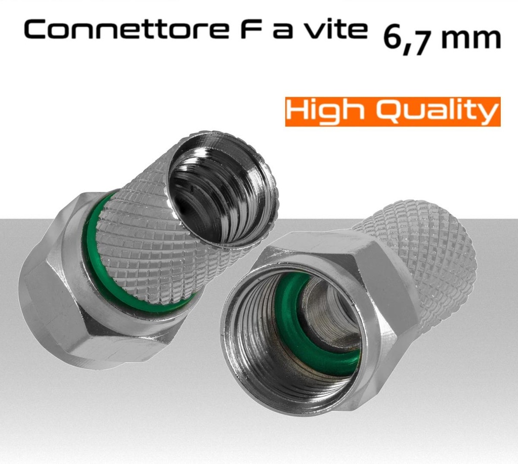 Connettore F per cavo antenna TV da 6,7 mm a vite con O-Ring