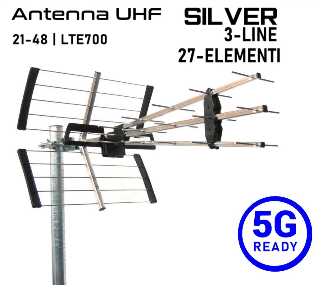 Antenna TV Emme Esse 27 Elementi: UHF, 3-LINE, 5G Ready