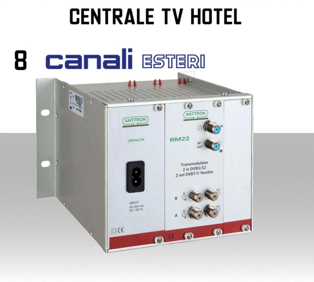 Centrale TV Hotel 8 canali esteri in chiaro ANTTRON TRM22