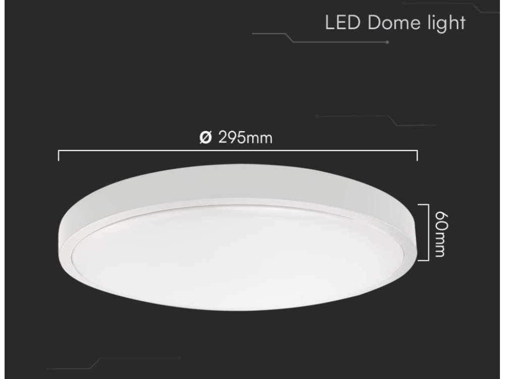 24W LED Dome Light Round White Frame 3000K IP44 - LUMEN: 2500