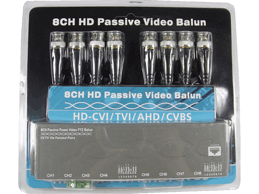 Balun a 8 canali per telecamere TVI - CVI - AHD - PAL ad alta risoluzione fino a 1080P