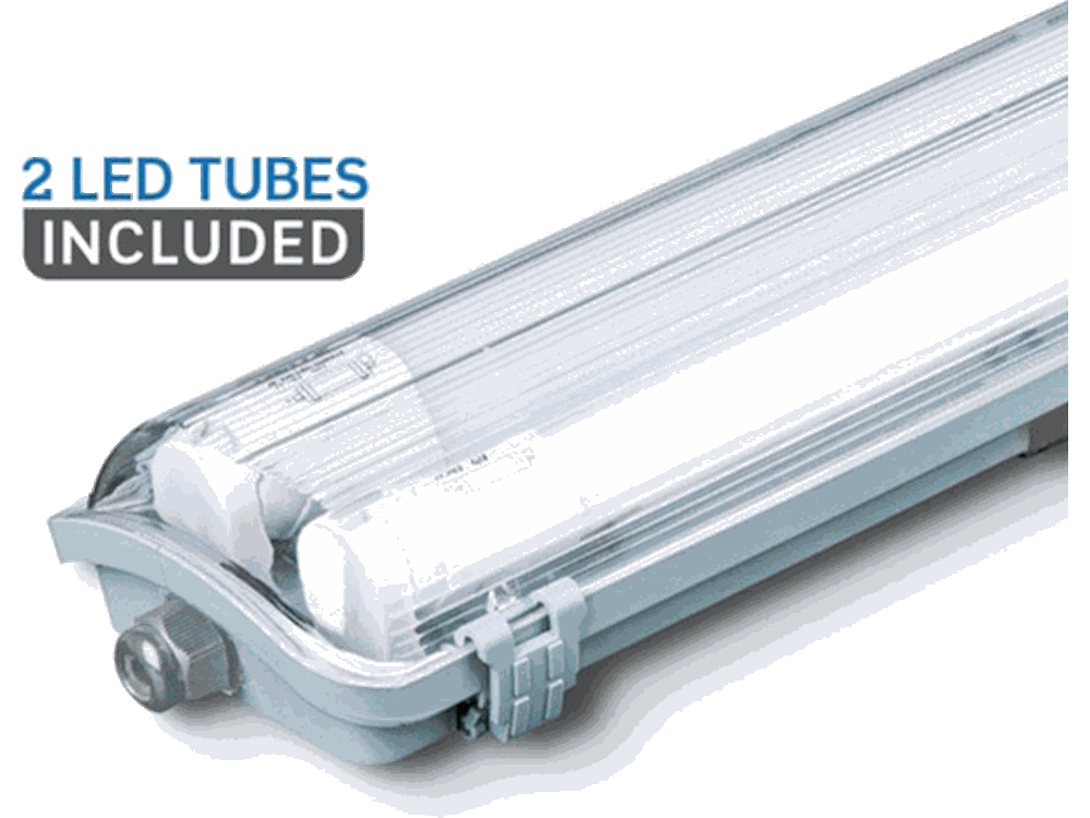 Plafoniera 60cm lineare LED con 2 TUBI LED 10W 4000K IP65 - 1700 LUMEN