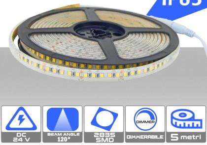 Striscia LED 24V IP65 Luce naturale 4000K da 5 metri 12W/metro dimmerabile