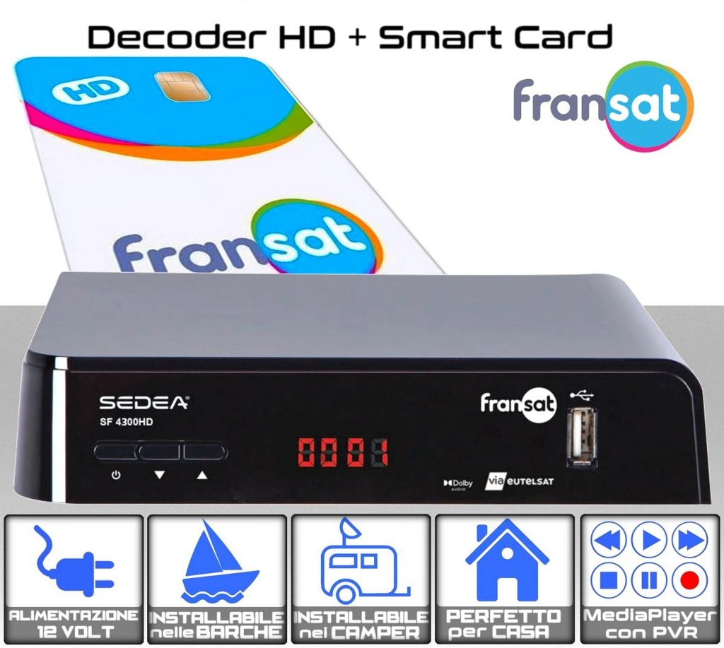 Decoder Fransat SF 4300 HD  con scheda ufficiale TV francese 