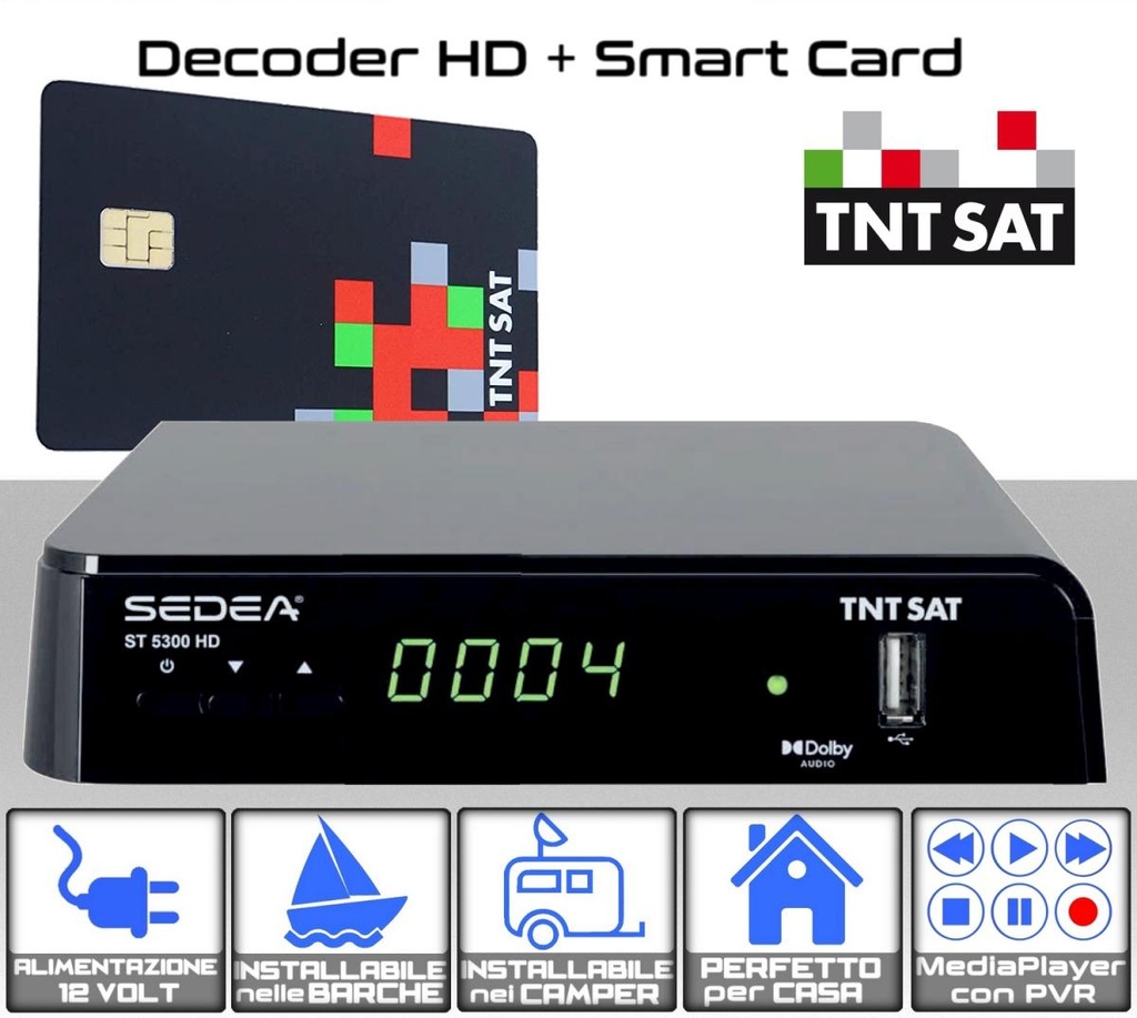 Decoder TNTSAT ST 5300 HD con scheda ufficiale TV francese