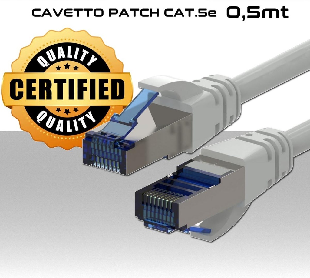 Cavo ethernet 0,5 metri con connettori RJ45 twistati  CAT.5e  modello Micro TEK    