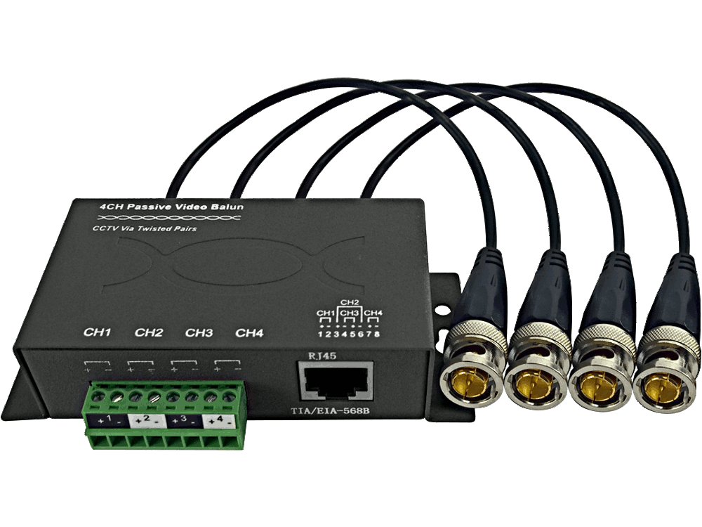 Balun a 4 canali per telecamere TVI - CVI - AHD - PAL ad alta risoluzione