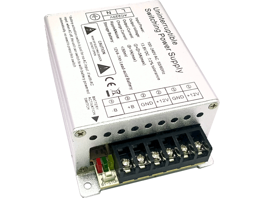 Alimentatore 12V 3A con uscita per ricarica batteria al piombo 12V 7AH