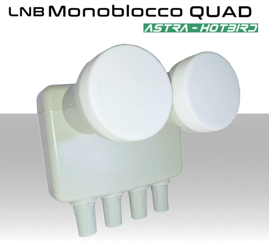 Lnb monoblocco 4 uscite indipendenti satellite Astra e Hotbird dual feed 6 gradi