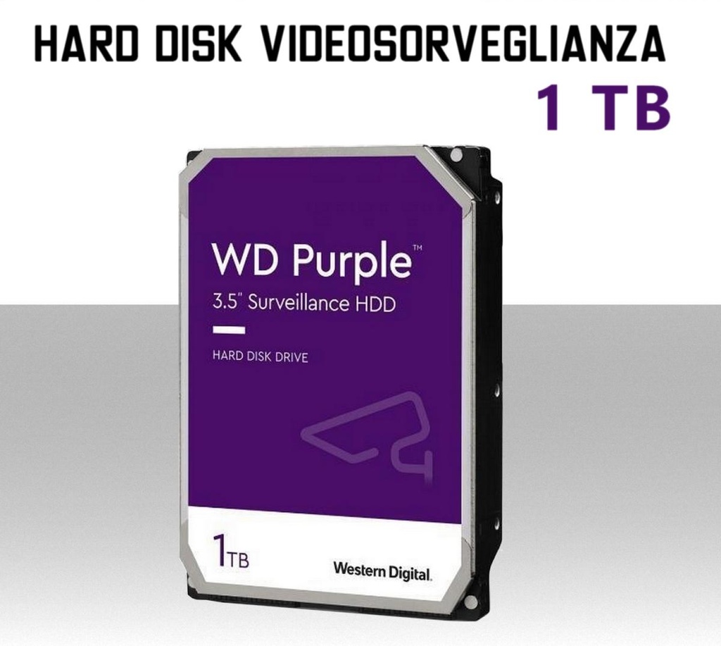 Hard Disk per videosorveglianza 1TB 3,5 pollici sata Western Digital Purple