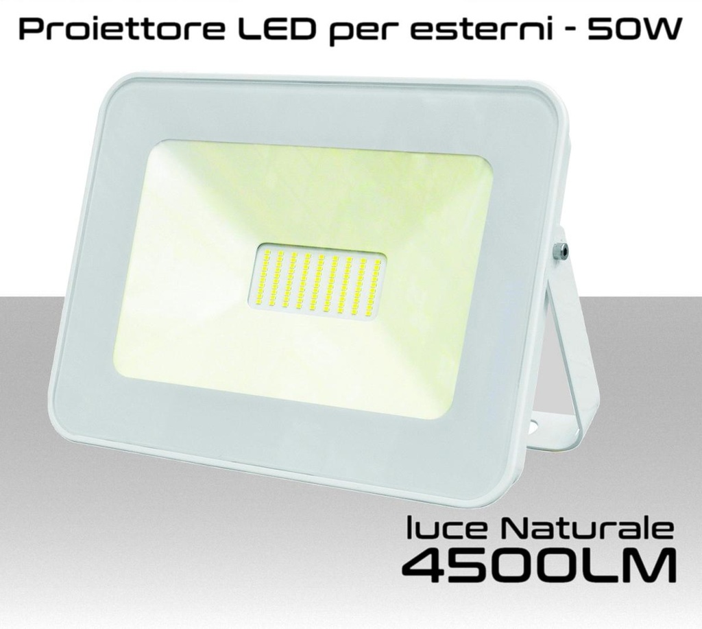 Faretto LED per esterno 50W Luce bianca naturale 4000k IP65 4500 Lumen Alcapower