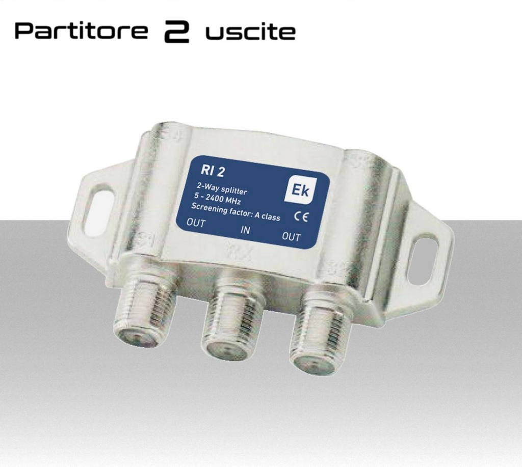 Partitore tv 2 uscite con connettore F stesso lato schermato in classe A divisore banda TV e Satellite di Ekselans by ITS