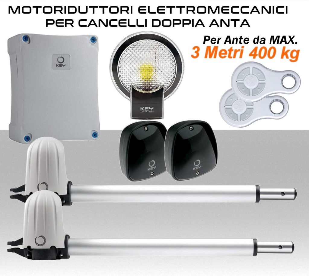 Motore per cancello battente 400 kg. STAR KIT completo apertura 2 ante