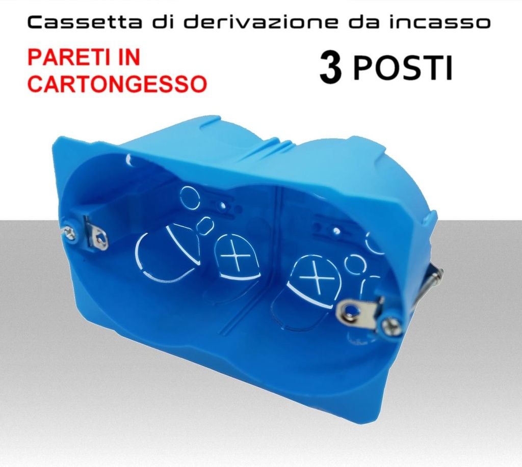 Scatola di derivazione elettrica da incasso a 3 posti per cartongesso